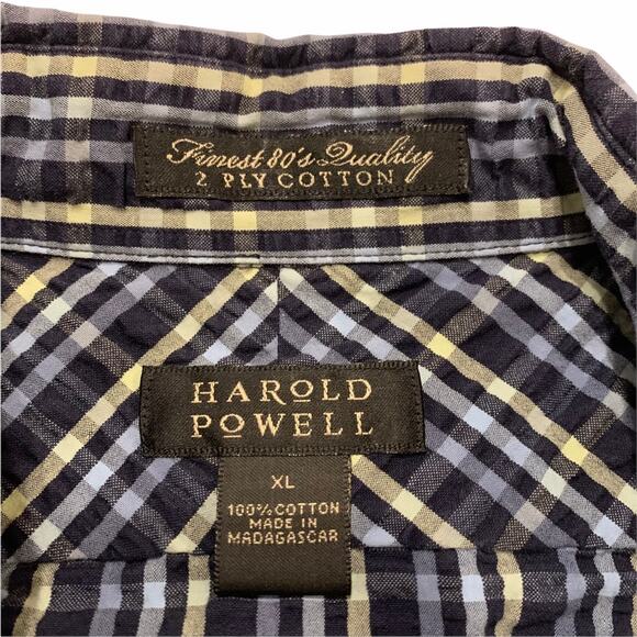 Harold’s Mens blue plaid seersucker buttondown size extra large - Picture 5 of 5